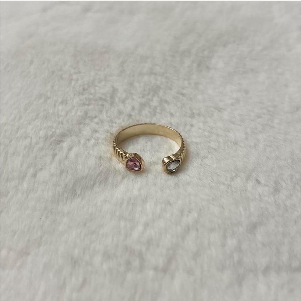 5/$15 🩷 MUST BUNDLE Gold Open Heart Ring with Pink and Clear Stones - Picture 3 of 5